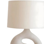 Lampe de table géométrique en résine blanche à intensité variable pour chambre à coucher