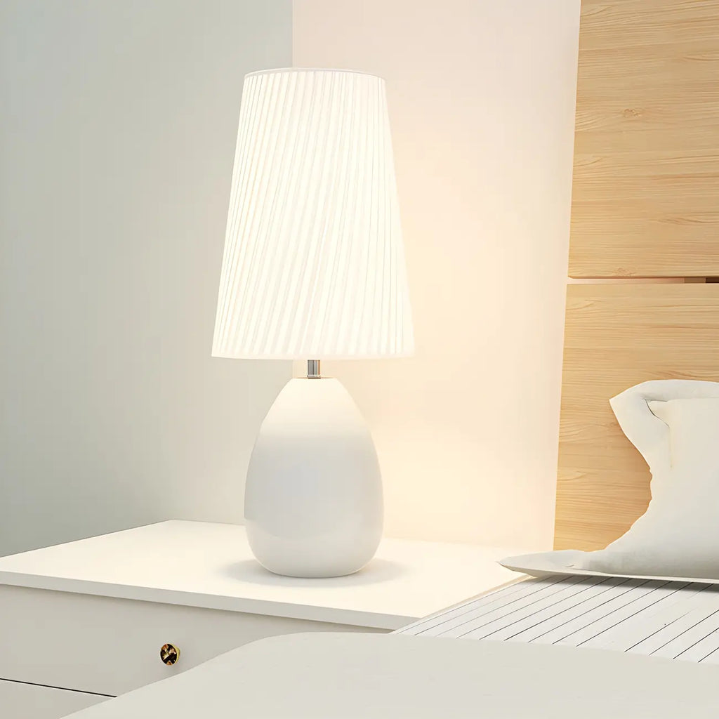 Lampe de table tactile LED élégante en tissu noir pour chambre à coucher