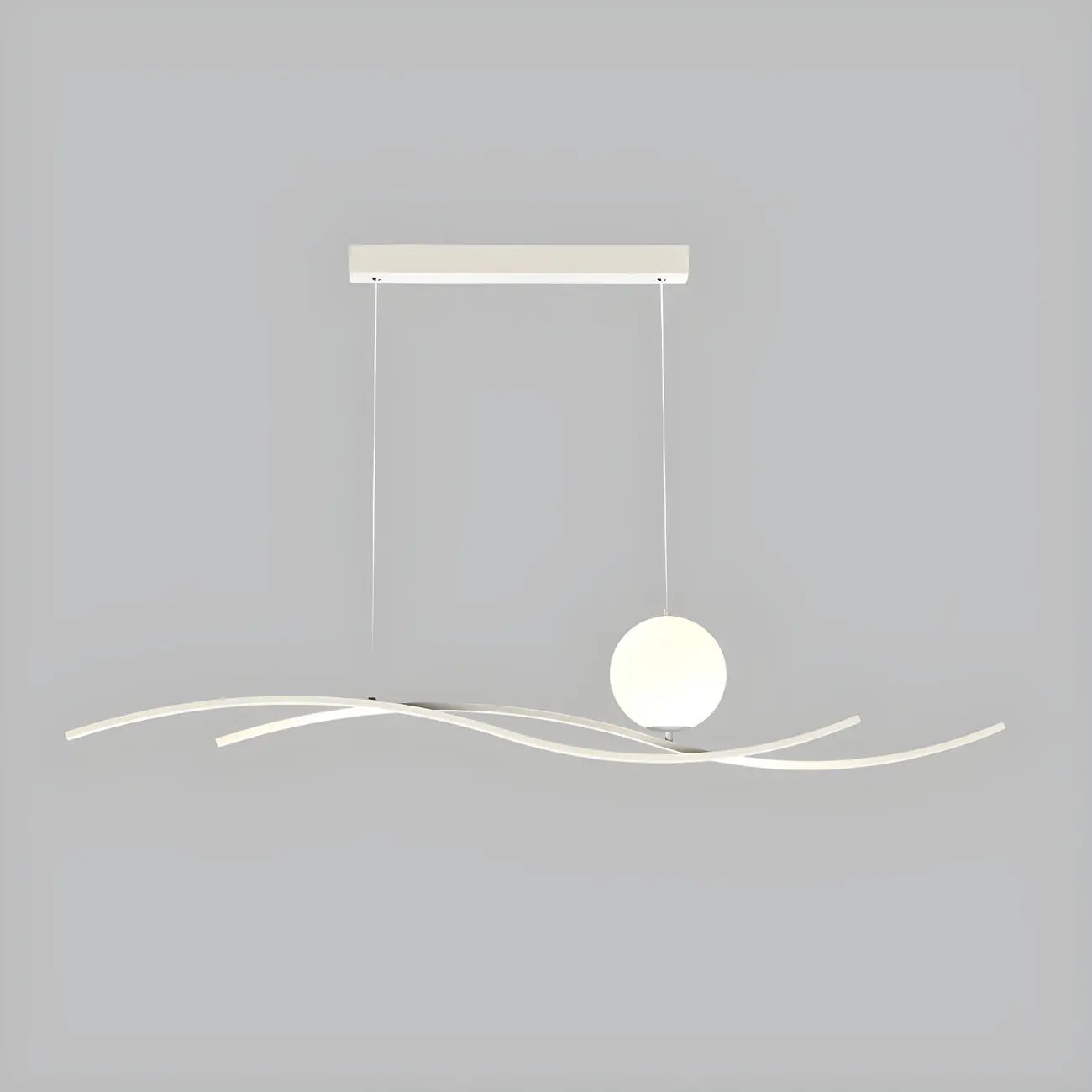 Suspension minimaliste noire et blanche linéaire réglable pour îlot de cuisine