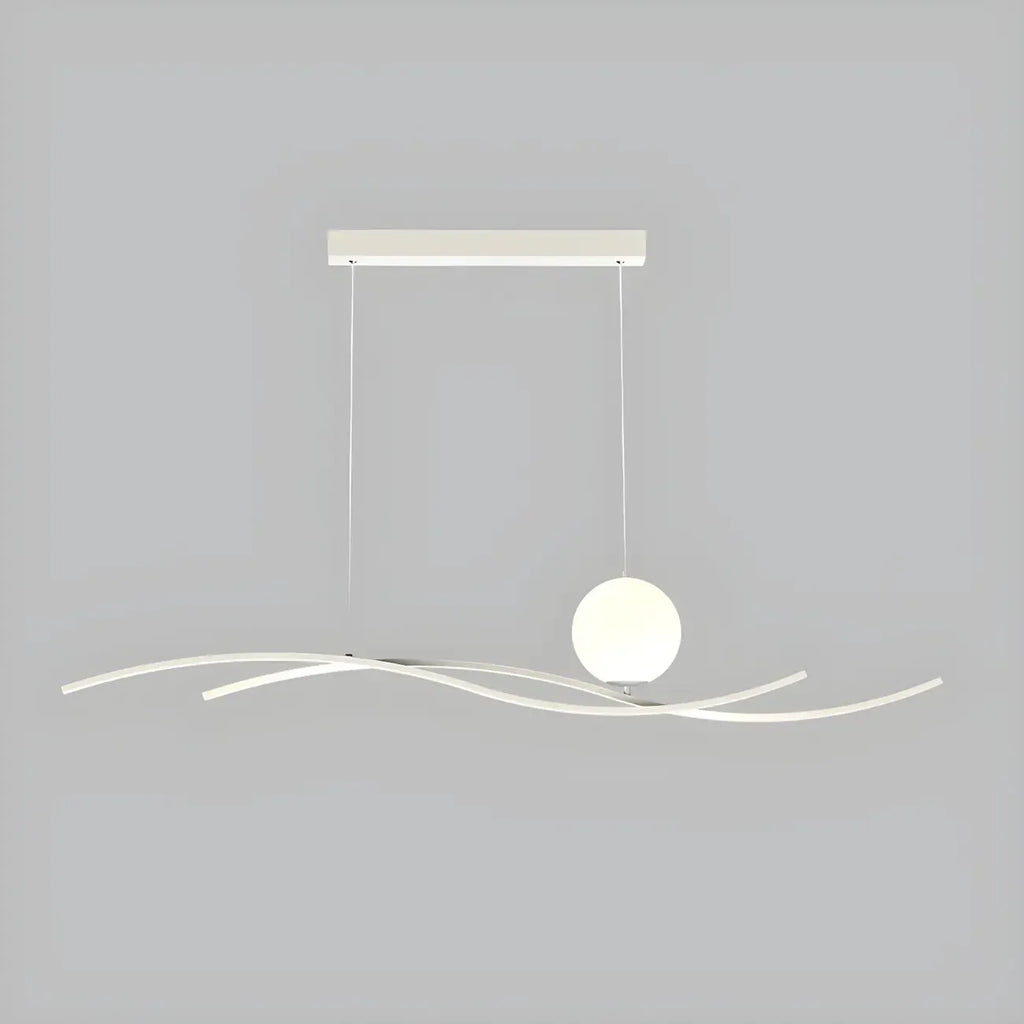 Suspension minimaliste noire et blanche linéaire réglable pour îlot de cuisine