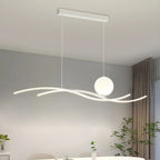 Suspension minimaliste noire et blanche linéaire réglable pour îlot de cuisine