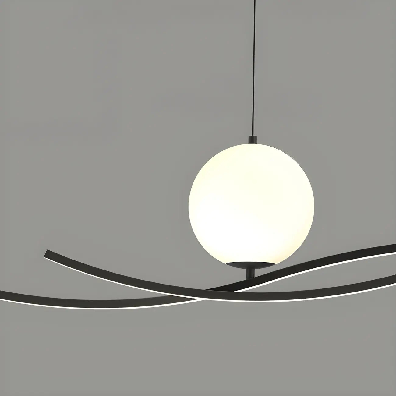 Suspension minimaliste noire et blanche linéaire réglable pour îlot de cuisine