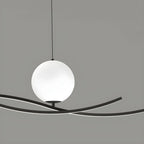 Suspension minimaliste noire et blanche linéaire réglable pour îlot de cuisine