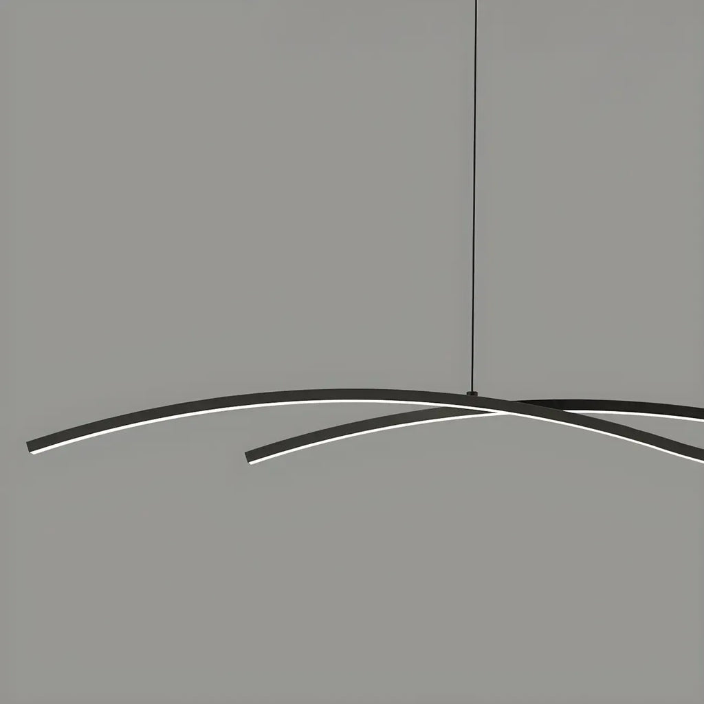 Suspension minimaliste noire et blanche linéaire réglable pour îlot de cuisine