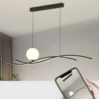 Suspension minimaliste noire et blanche linéaire réglable pour îlot de cuisine