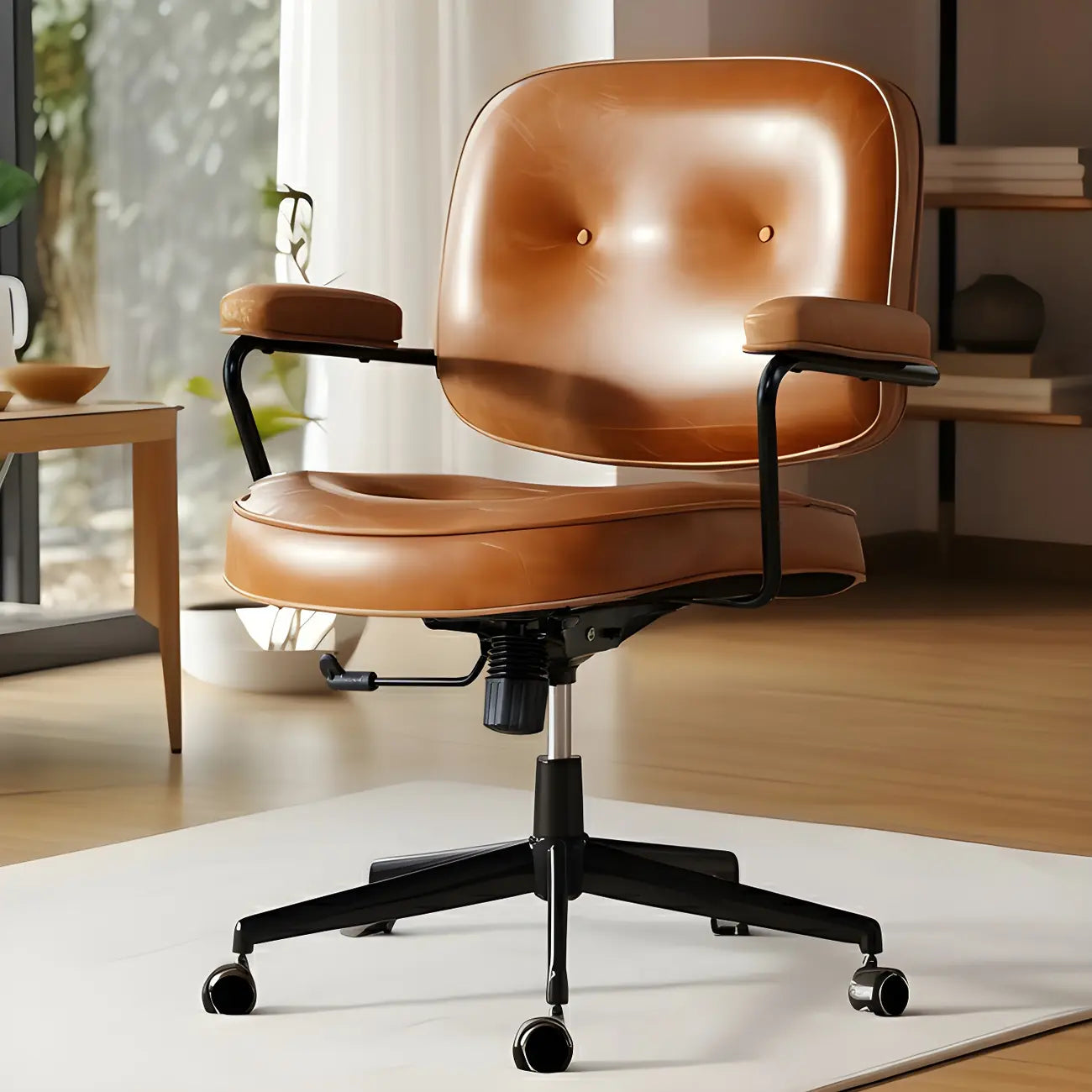 Fauteuil de bureau pivotant à hauteur réglable, revêtu de cuir industriel
