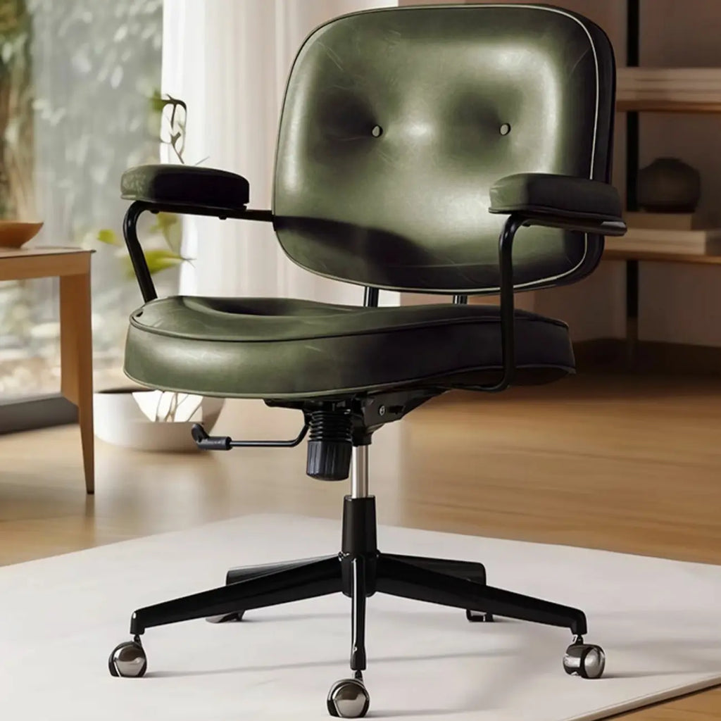 Fauteuil de bureau pivotant à hauteur réglable, revêtu de cuir industriel