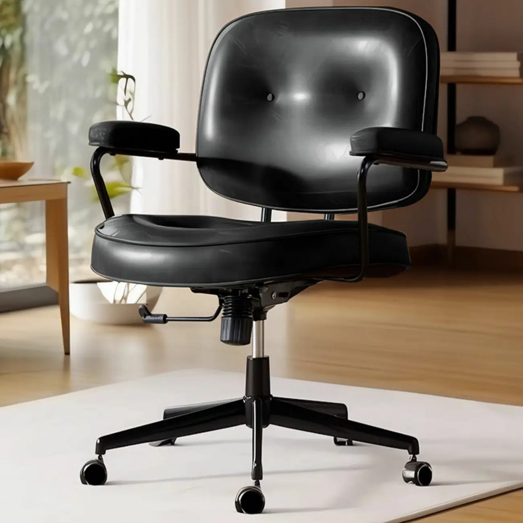 Fauteuil de bureau pivotant à hauteur réglable, revêtu de cuir industriel