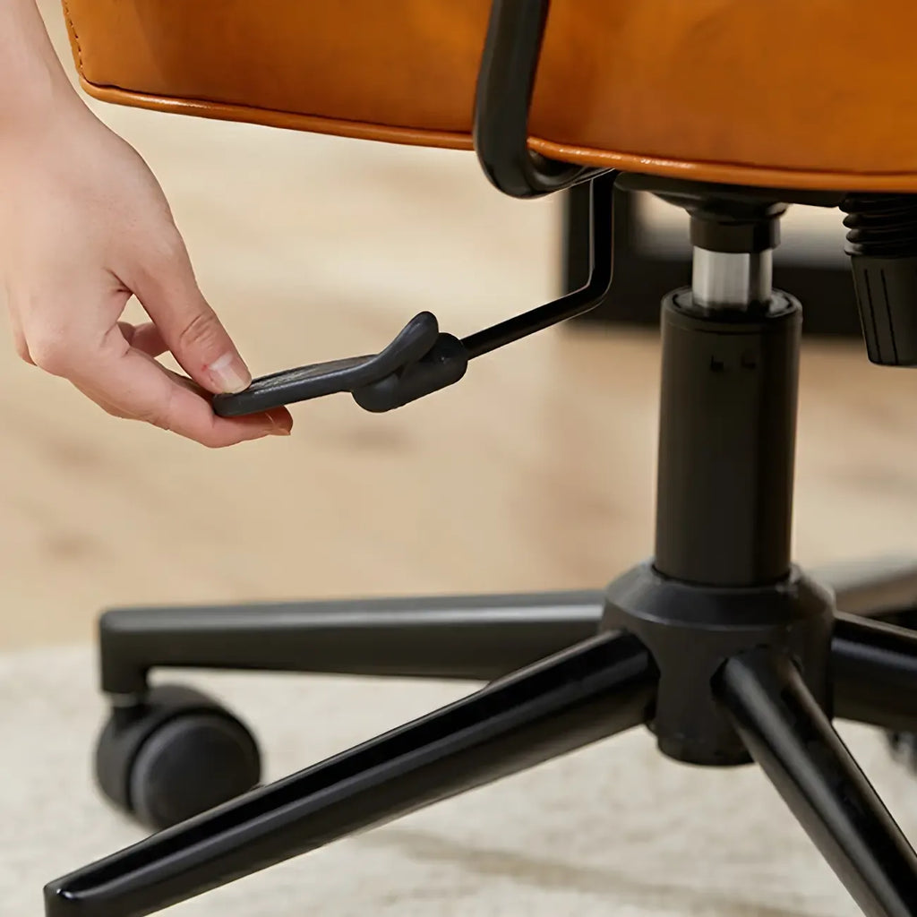 Fauteuil de bureau pivotant à hauteur réglable, revêtu de cuir industriel