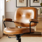 Fauteuil de bureau pivotant à hauteur réglable, revêtu de cuir industriel