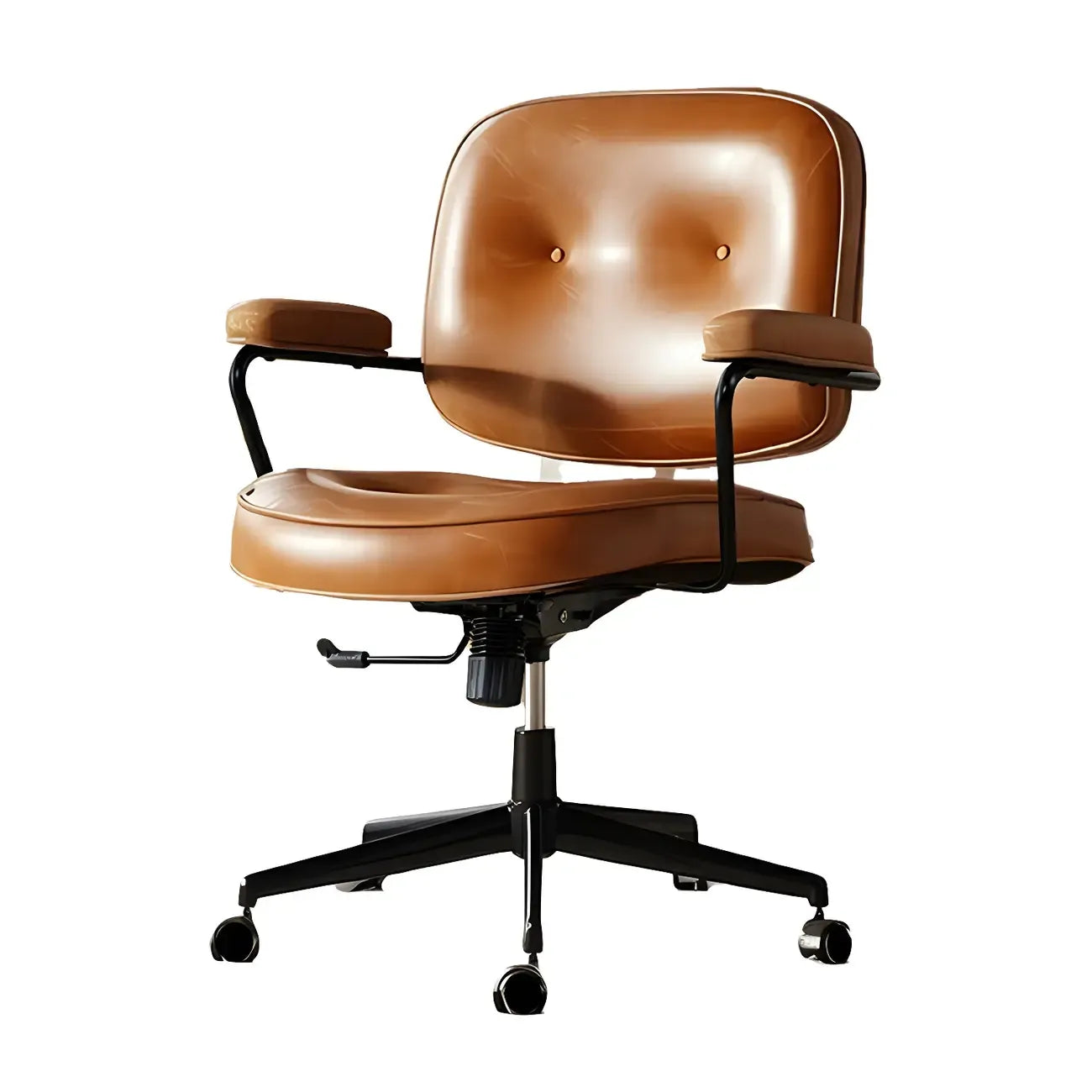 Fauteuil de bureau pivotant à hauteur réglable, revêtu de cuir industriel