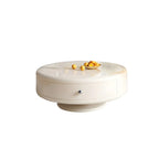 Table basse ronde moderne en bois blanc avec tiroir