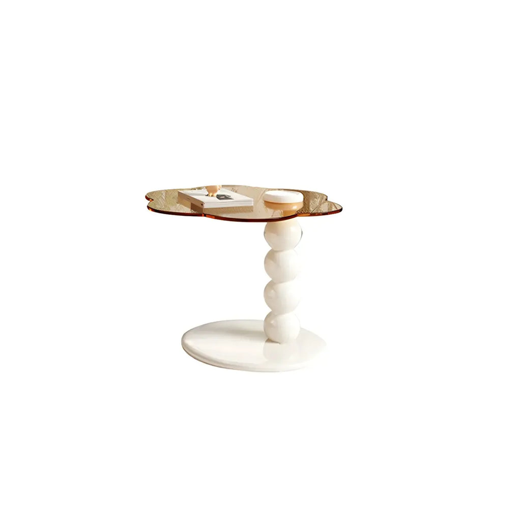 Table basse ronde moderne en bois blanc avec tiroir