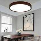 Lustre cylindrique en bois marron à LED moderne à intensité variable