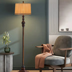 Lampadaire traditionnel en bois en forme de tambour pour le salon