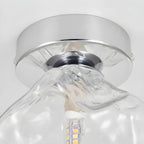 Plafonnier semi-encastré chromé en verre transparent, motif roche, pour couloir.