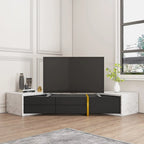 Meuble TV extensible moderne blanc et noir à 2 tiroirs en bois